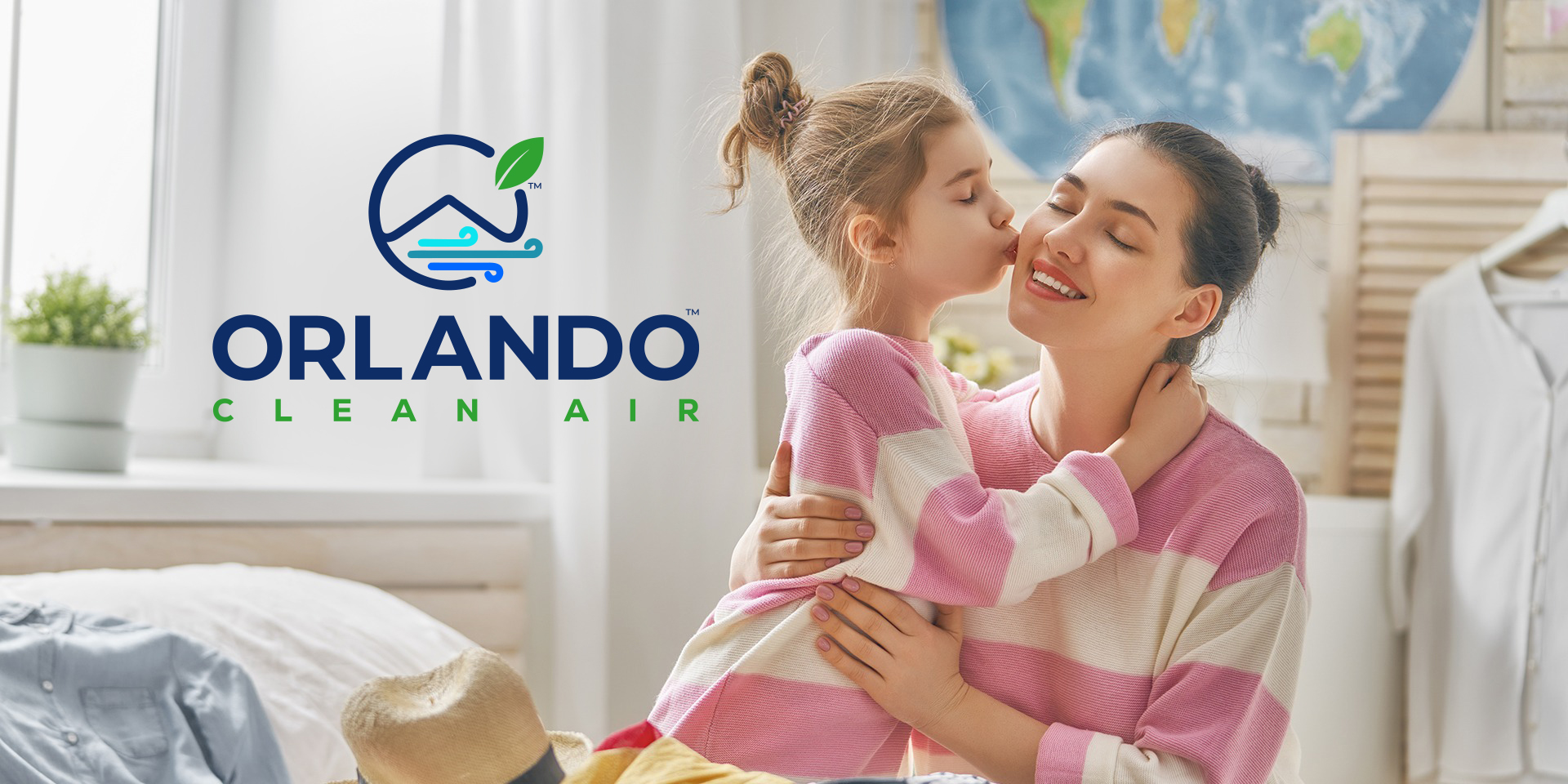 Orlando Clean Air Co, a mother and daughter at home breathing cleaner air